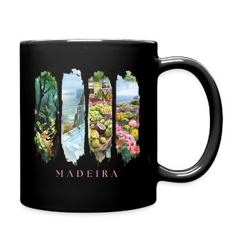Madeira Urlaub Travel – Dschungel & Blüten Motiv - Tasse einfarbig - Schwarz - Rechts