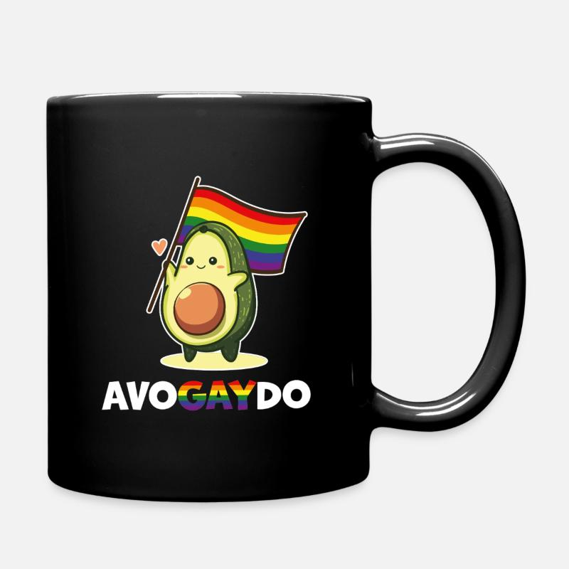 Avocado gay pride funny rainbow flag LGBT - Full Colour Mug - black
