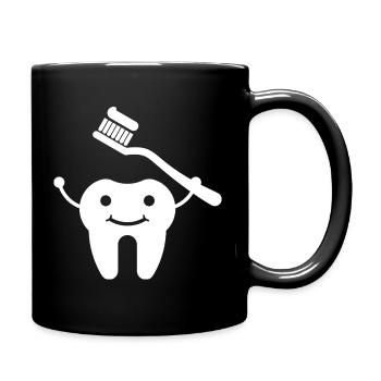 Tooth with toothbrush - Full Colour Mug - black - Right
