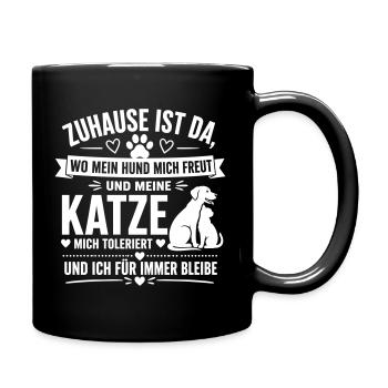 Zuhause Hund Katze Ewige Treue - Tasse einfarbig - Schwarz - Rechts