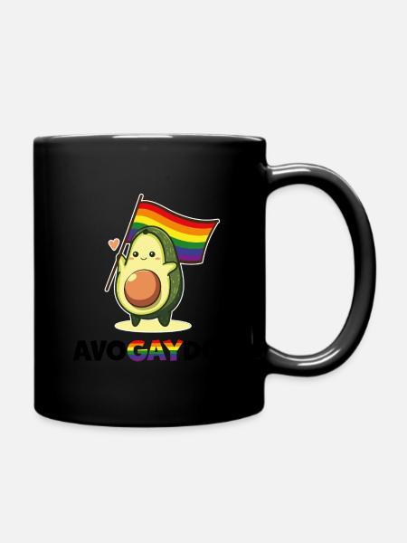 Avocado gay pride saying rainbow flag LGBT - Full Colour Mug - black