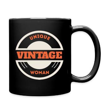 Unique Vintage Woman Badge - Full Colour Mug - black - Right