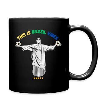 Brazil Football Vibes – Stil-Unterstützer - Tasse einfarbig - Schwarz - Rechts
