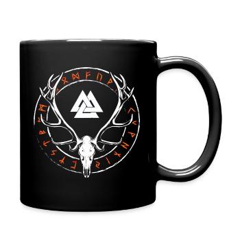 Nordic Knot - Runic Circle Antlers - Full Colour Mug - black - Right