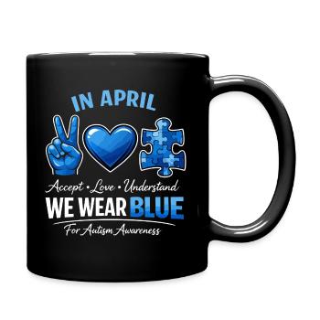 Autismus Im April tragen wir blaue Vintage-Kleidung - Tasse einfarbig - Schwarz - Rechts