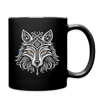 Loup Fenrir nordique - Mandala viking Design - Mug uni - noir - Droite