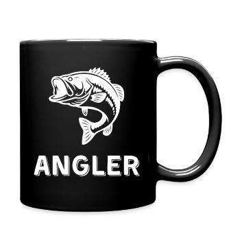 Angler Fisch Design – Geschenk für Fischer - Tasse einfarbig - Schwarz - Rechts