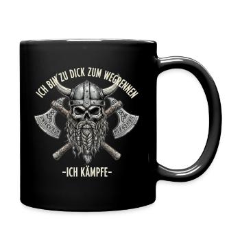 Zu Dick Zum Wegrennen Ich Kämpfe - Wikinger Style - Tasse einfarbig - Schwarz - Rechts