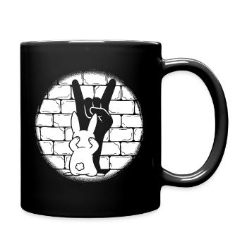 Bunny Skirt Gesture in Front of Brick - Full Colour Mug - black - Right