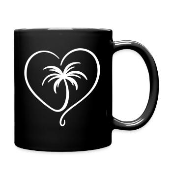 Palm Tree Heart Love Holiday - Full Colour Mug - black - Right