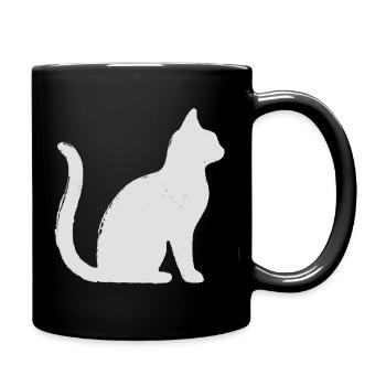 Katze - Tasse einfarbig - Schwarz - Rechts