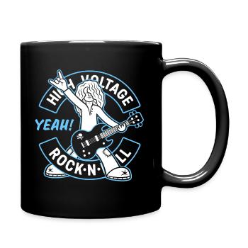 Guitariste de dessin animé rock and roll High Voltage - Mug uni - noir - Droite