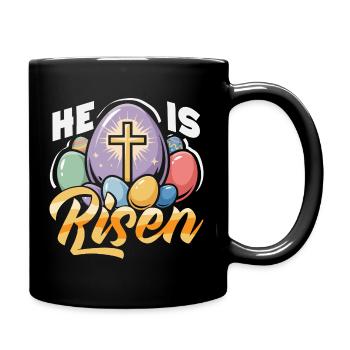 Joyeuse Pâques, douce chasse aux œufs du lapin, œufs de Pâques - Mug uni - noir - Droite