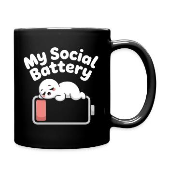 Batterie sociale Introverti Batterie morte - Mug uni - noir - Droite