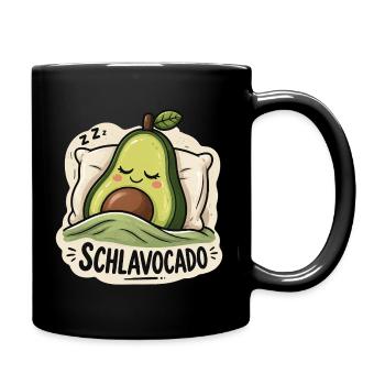 SCHLAVOCADO mit lustigem Avocado-Schlafgesicht - Tasse einfarbig - Schwarz - Rechts