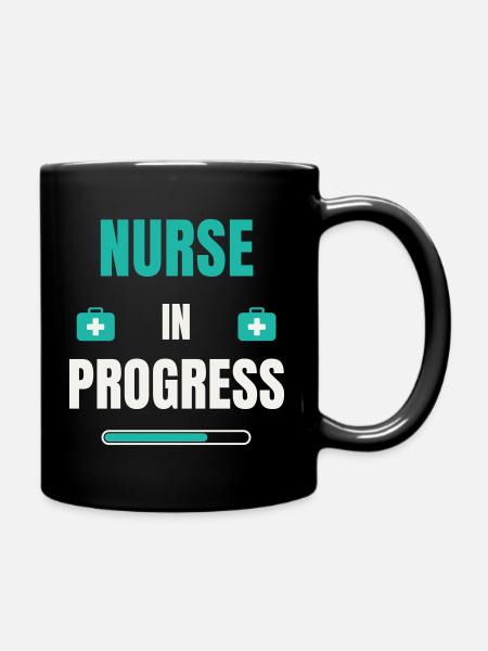 Nurse In Progress - Krankenschwester - Full Colour Mug - black