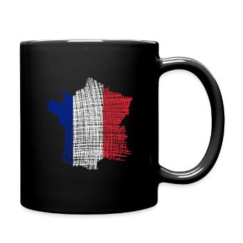 Frankreich Kartenflagge im Strichstil - Tasse einfarbig - Schwarz - Rechts