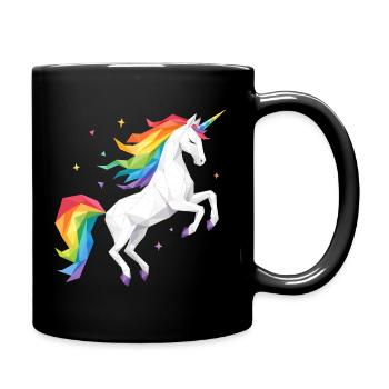 Licorne arc-en-ciel géométrique - Mug uni - noir - Droite