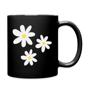 White flowers in timeless elegance - Full Colour Mug - black - Right