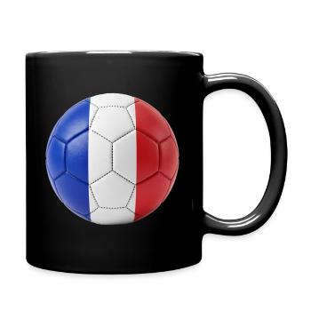 FLAG OF FRANCE ON A FOOTBALL - Full Colour Mug - black - Right
