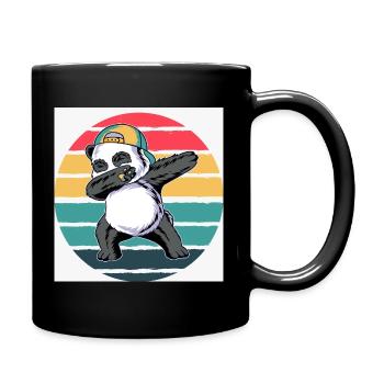 Retro-Panda - Tasse einfarbig - Schwarz - Rechts