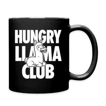 Hungry Llama Club mit Burger - Tasse einfarbig - Schwarz - Rechts