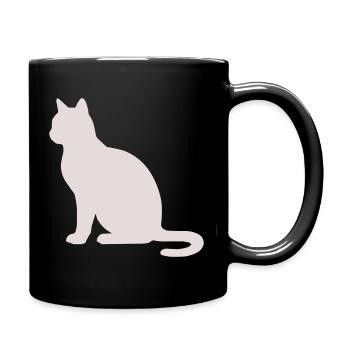 Pastel Cat Silhouette - Full Colour Mug - black - Right