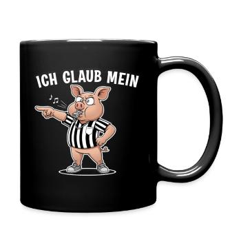 Ich glaub mein Schwein pfeift – Lustiges Shirt - Tasse einfarbig - Schwarz - Rechts