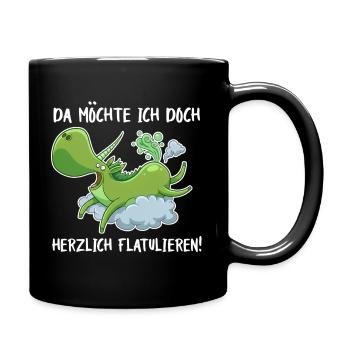 Flatulierendes Einhorn – Lustiger Spruch - Tasse einfarbig - Schwarz - Rechts