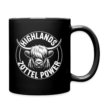 Highland Zottel Power - Tasse einfarbig - Schwarz - Rechts