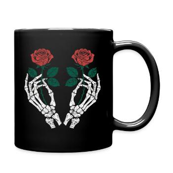 Pink Skeleton Roses - Full Colour Mug - black - Right