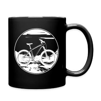Mountain Biking Drawing - Full Colour Mug - black - Right