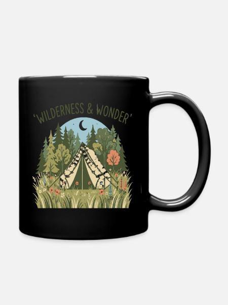 Wilderness & Wonder Zeltidylle im Wald - Tasse einfarbig - Schwarz