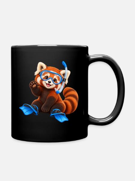 Tauchender Red Panda - Tasse einfarbig - Schwarz