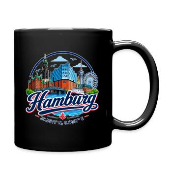 Hamburg Skyline - Sonnenuntergang - Alster - Elbe - Tasse einfarbig - Schwarz - Rechts