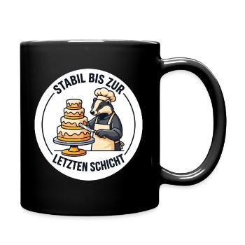 Stabile Dachs Torte Schicht - Tasse einfarbig - Schwarz - Rechts