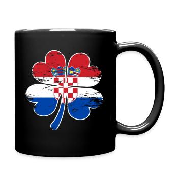 Kroatien Flagge Vierblättriges Kleeblatt - Tasse einfarbig - Schwarz - Rechts