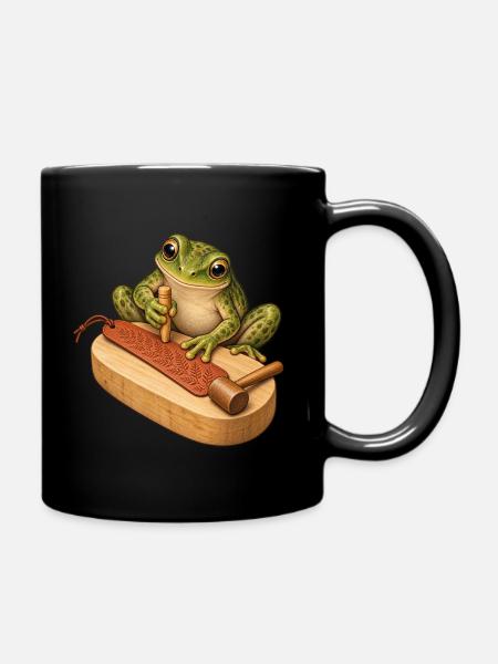 Frosch prägt ein Leder-Lesezeichen - Tasse einfarbig - Schwarz