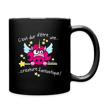 Licorne- C'est dur d'être une créature fantastique - Mug uni - noir - Droite