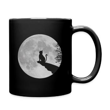 Chat lune pleine lune kitty cat rock - Mug uni - noir - Droite