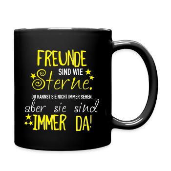 Freunde sind wie Sterne - Tasse einfarbig - Schwarz - Rechts