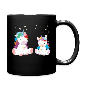 deux licornes doux - Mug uni - noir - Droite