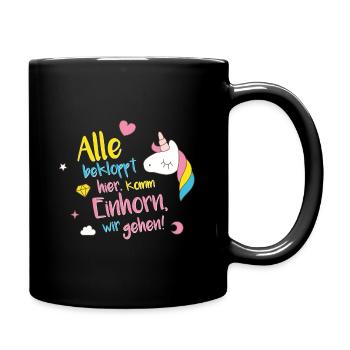 Einhorn - Komm wir gehen - Tasse einfarbig - Schwarz - Rechts