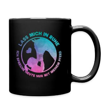 Pferdeliebhaber Reiterin Liebt Ihr Pferd Geschenk - Tasse einfarbig - Schwarz - Rechts
