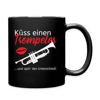 Küss einen Trompeter! - Trompetenspieler Musik - Tasse einfarbig - Schwarz - Rechts