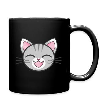 Lachende Katze - Tasse einfarbig - Schwarz - Rechts