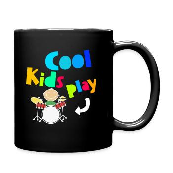 Cool Kids Play Drum Drumsticks Drummer - Full Colour Mug - black - Right