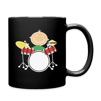 Kids play drums drumsticks drummer - Full Colour Mug - black - Right