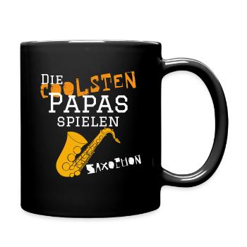 Die coolsten Papas spielen Saxophon Musiker Musik - Tasse einfarbig - Schwarz - Rechts