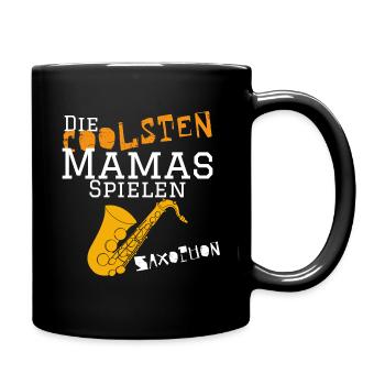 Die coolsten Mamas spielen Saxophon - Musiker - Tasse einfarbig - Schwarz - Rechts